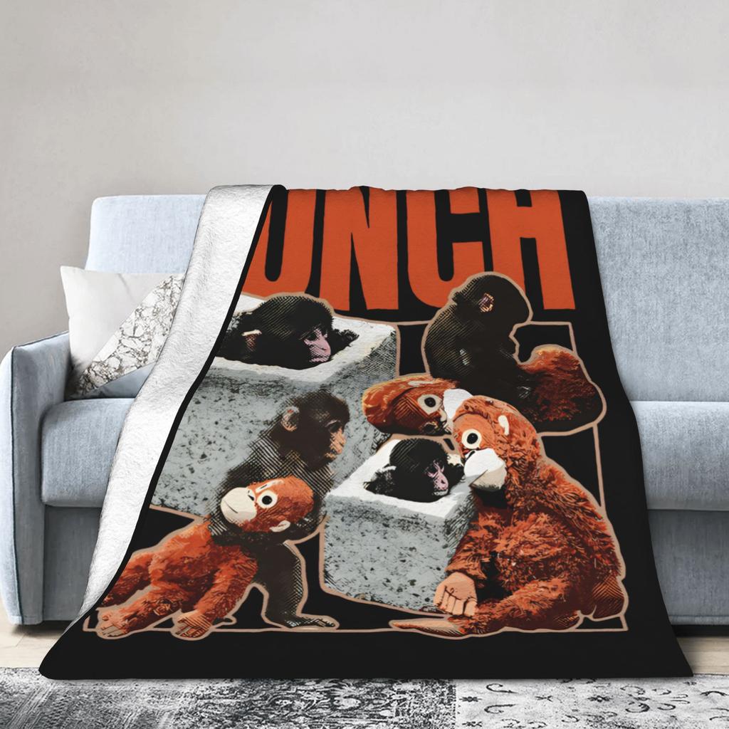 Punch Monkey Hang In There Punch-Kun Blankets Flannel Awesome Soft Throw Blanket for Chair Covering Sofa Spring Autumn,