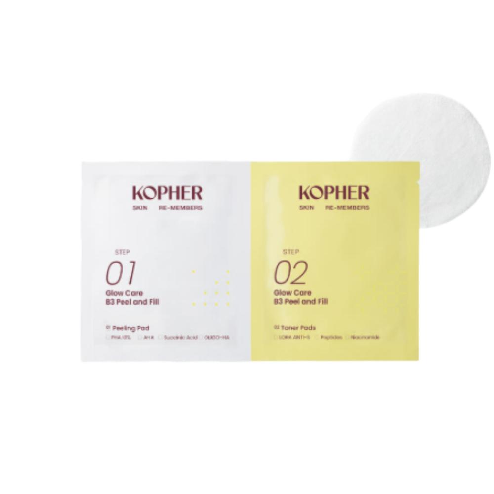 KOPHER Glow Care B3 Peel & Fill Brightening Tone-Up Pads 7ea