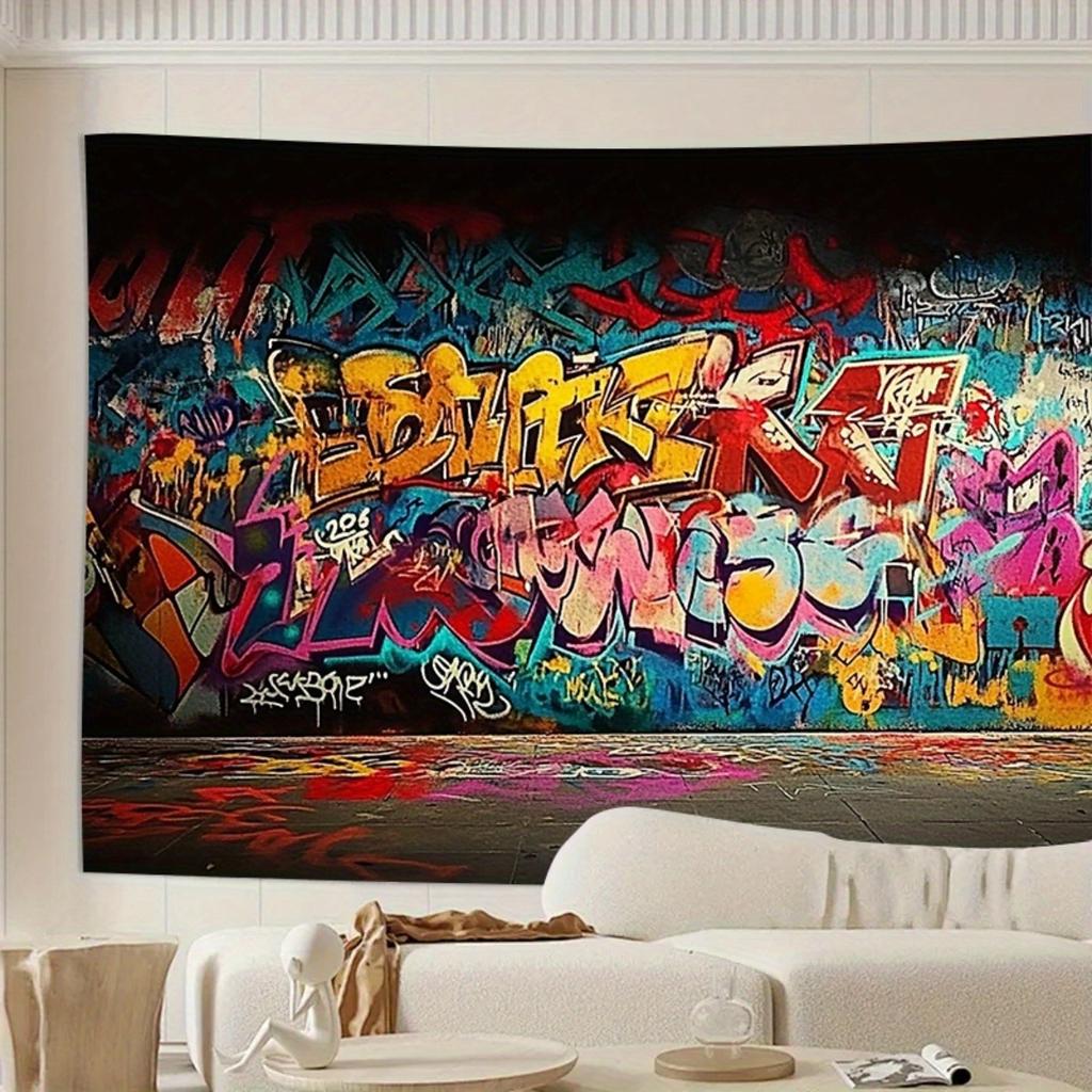1pc Graffiti Party Backdrop Banner - Colorful Design Easy to Use For Indoor Decor Perfect For Birthday Anniversary Wedding Home/Office Wall