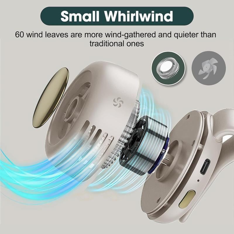 Portable Silent Mini Bladeless Clip-on Fan, 2026 New, 3-Speed Adjustable, Clips to Shirt & Waist, for Outdoor/Travel/Office – Travel Accessory Gift