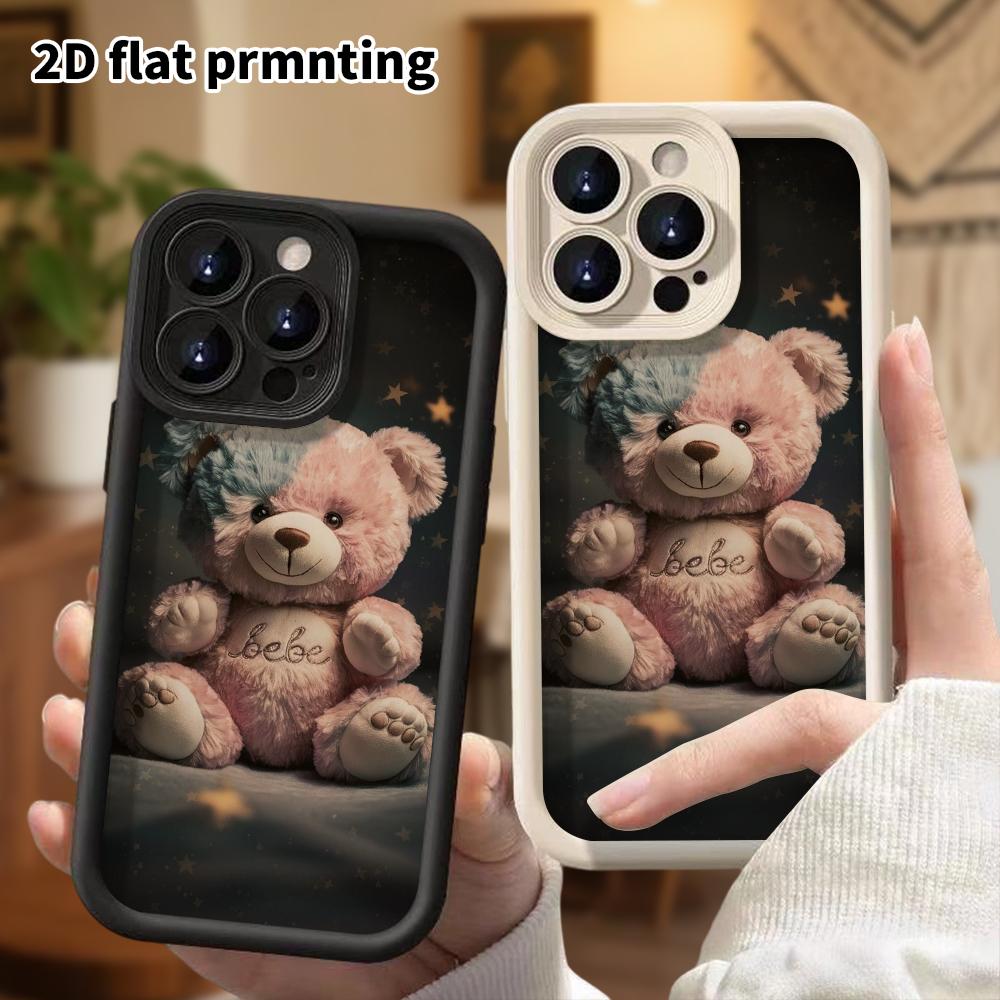 Phone Case: 2D Flat, Fits iPhone 18, 17, 16, 15, 14, 13, 12Pro Protective Case, Plush Little Bear, Perfect Christmas and Halloween Holiday Gift