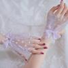 Silver Glitter Bow Embellished Arm Sleeve For Nail Photography Elegant Chiffon Accessory With Elastic Fit