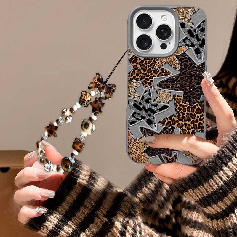 Leopard Print Star Chain Case For OPPO A3 A5 A6 PRO A5X A40 A18 A38 A60 A58 A78 A94 A74 F31 RENO 11F 12F 14 PRO 7 10 6 5 Lite 5F