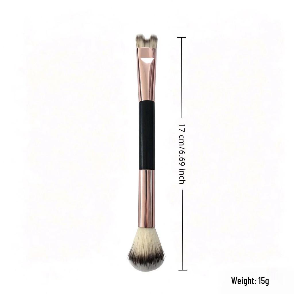 Dual-Head Makeup Brush Set: Foundation, Blush, Loose Powder Brushes In Coffee Color.