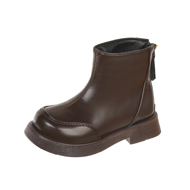 Girls' 2025 Autumn/Winter Korean Style Fleece-Lined Martin Ankle Boots