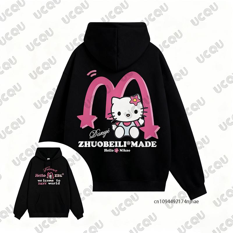 2025 Korea Sle Cartoon Cute HelloKitty Print Women Cotton Hoodie Autumn Winter Long Sleeve Sweatshirt Casual Pullover Unisex Top