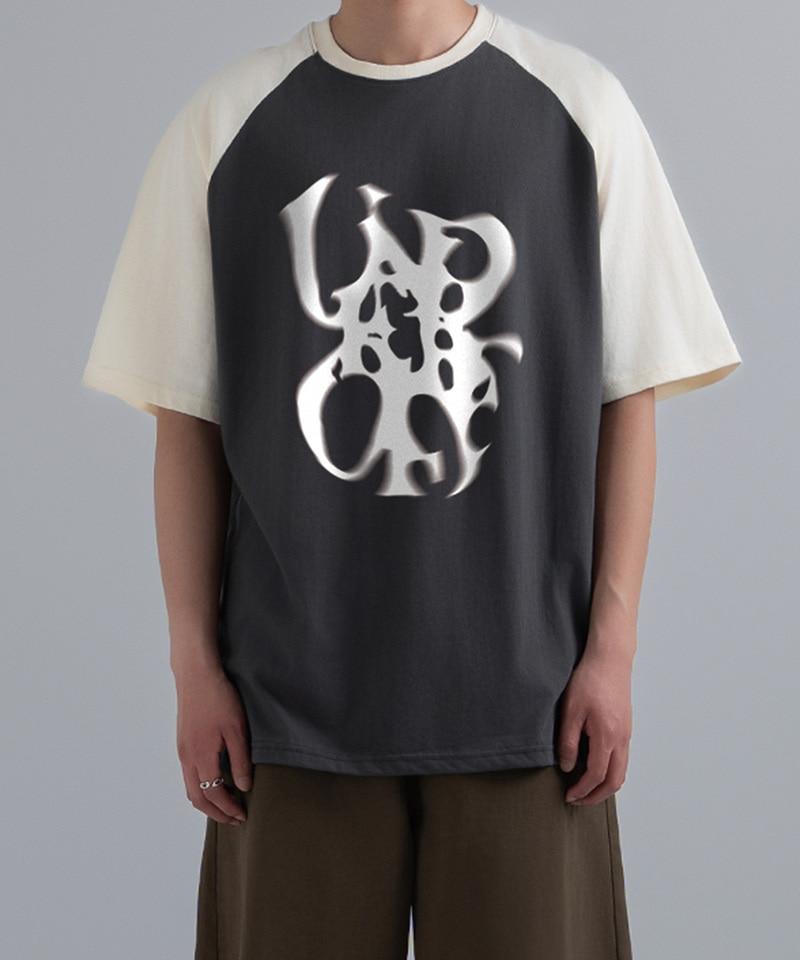 UNDEROFF Oversized Raglan Short Sleeve T-Shirt Under Smoke Black