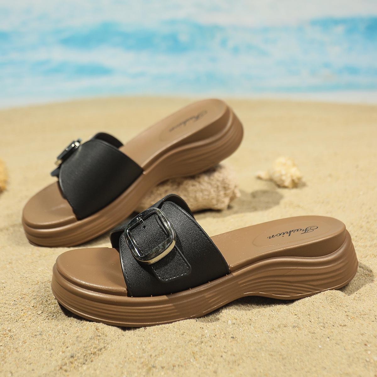 New Style Thick-soled Shoes, Anti-slip, Versatile, Casual Sandals, Women s Shoes 36 чёрный