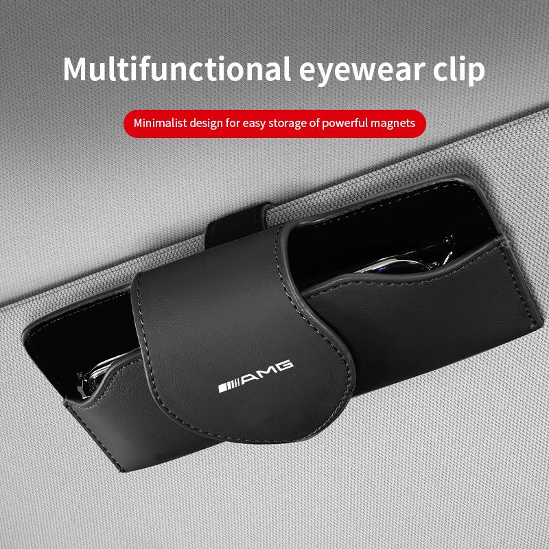 For Mercedes Benz AMG W211 W203 W204 C260 E300L A200L GLA/S/E 1pcs Car Magnetic Eyewear Box Scratchproof PU Leather Clip JDFX1