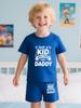 Boys' Summer Thin Two-piece Set with Printed Short Sleeve Top and Shorts, Cute Cartoon & Letter Print, Casual Outfit for Kids