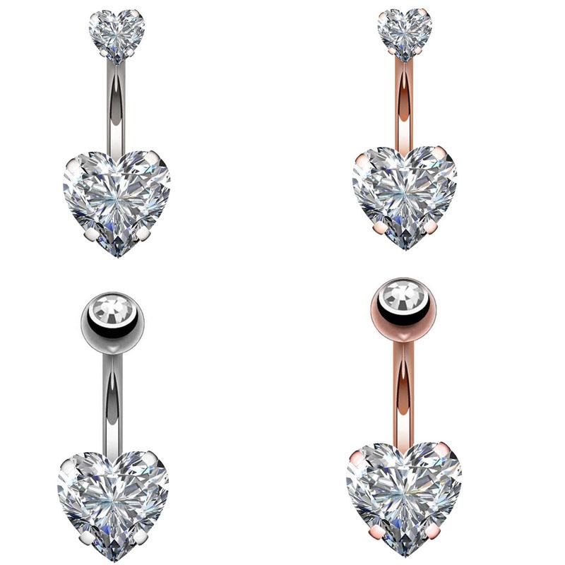 Set of 6 Sexy Heart Shaped Belly Button Rings 316L Stainless Steel Navel Piercing Jewelry for Women for Weddings or Gifts