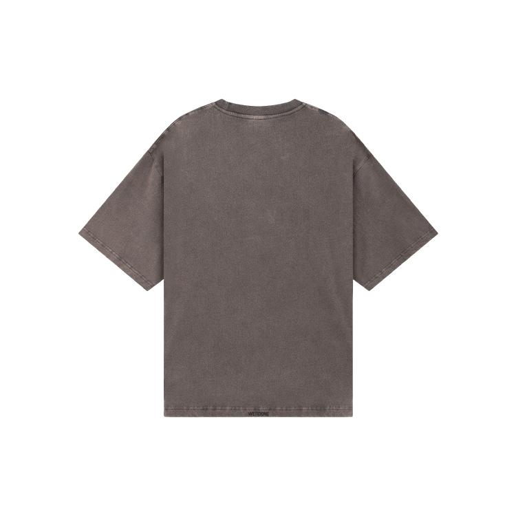 WE11DONE Patchwork Drop Shoulder Casual Short Sleeve T-Shirt Unisex Tops Charcoal-Gray WD-TT1-25-757-U-CH