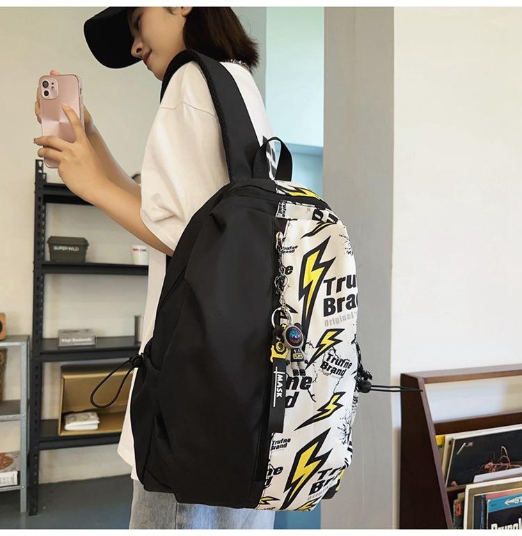 Creative Graffiti Backpack Men and Women Fashion Personality Middle School Student Backpack Lightweight Large Capacity Junior High School Student Sch