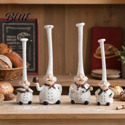 Chef Kitchen Decor 2Pcs Tall Hat Figurine for And Restaurant Decor Hand-Painted Cartoon Baking Theme Ornament Dolls with Stable Base Tabletop Display