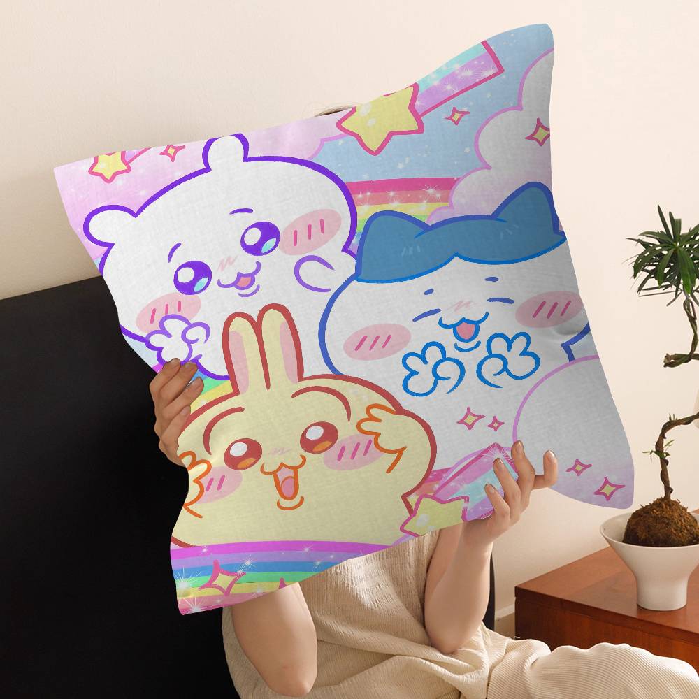 Cartoon Cute Amine Chiikawas Pillow Cushion Cover Pillowcase Living Room Sofa Home Decor