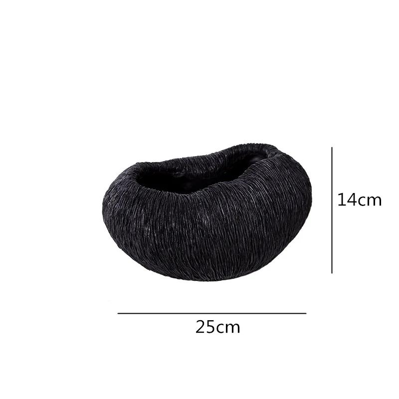 Creative Resin Flower Vase Coral Texture Tray Irregular Black and White Resin Crafts Furnishings Modern Home Decoration