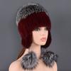 Natural Fur Hat For Women Real Mink Fur and Fox Fur Handmade Winter Female Cap Genuine Fur Lined Beanies Big Fox Fur Pompom Hats