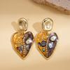 Imitation Pearl Shell Twisted Geometric Love Silver Needle Earrings Vacation Style Retro Earrings