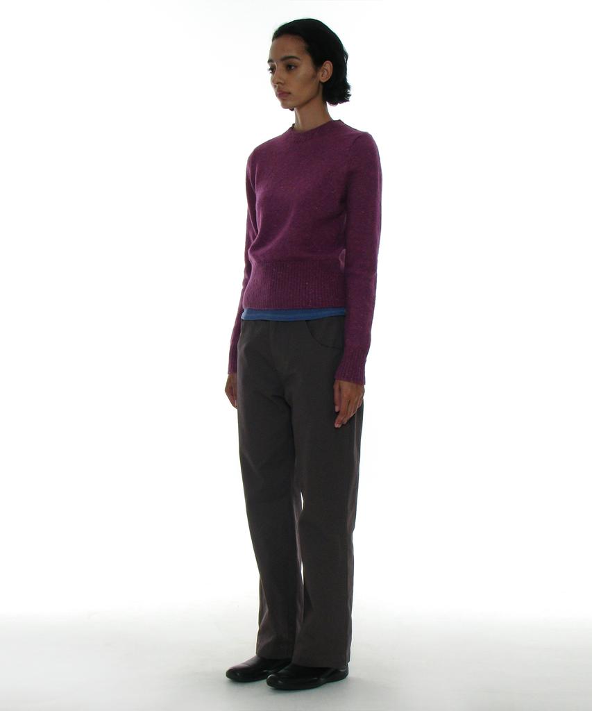 PARTIMENTO WOMEN Gradient Wide Rib Knit Crew Neck_Plum