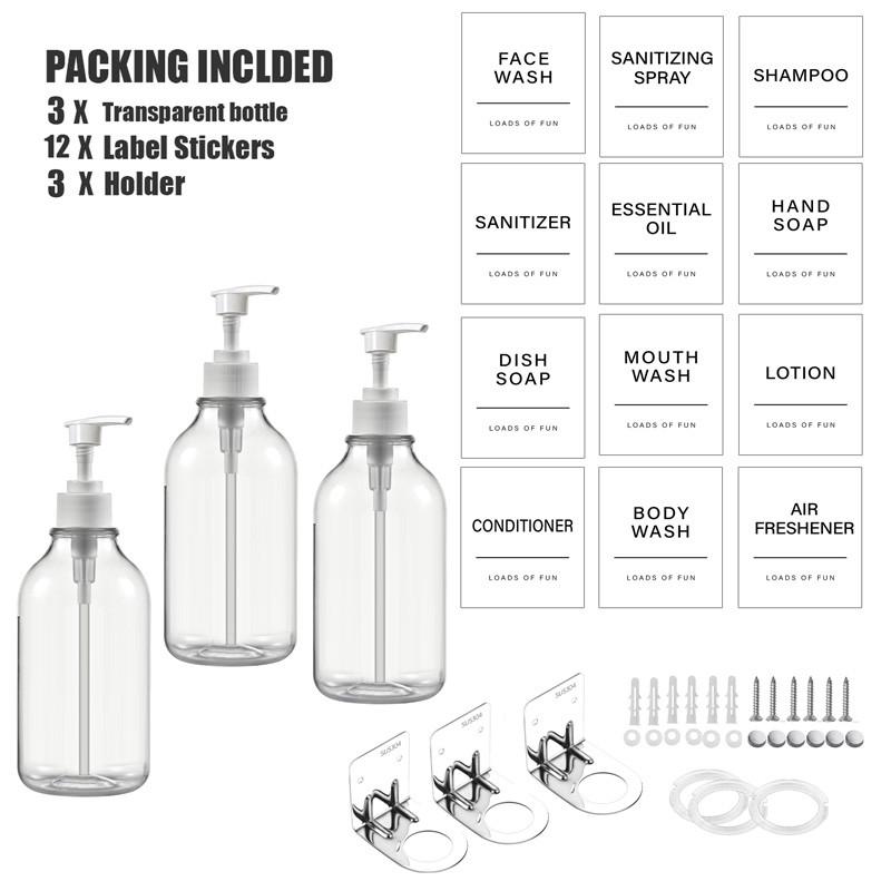 Shampoo and Conditioner Dispenser Wall Mount 500ml Refillable Bath Soap Bottle Lotion Shower Soap Dispenser for Bathroom