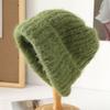 New autumn and winter solid color versatile wool hat Internet celebrity big head circumference knitted hat women's ear protection warm pile hat