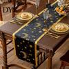 Modern Table Dressing Eid Mubarak Runner, Ramadan Gold Moon Stars Tablecloth, Islamic Happy Holiday Home Accessories Rectangular Cloth for Dining