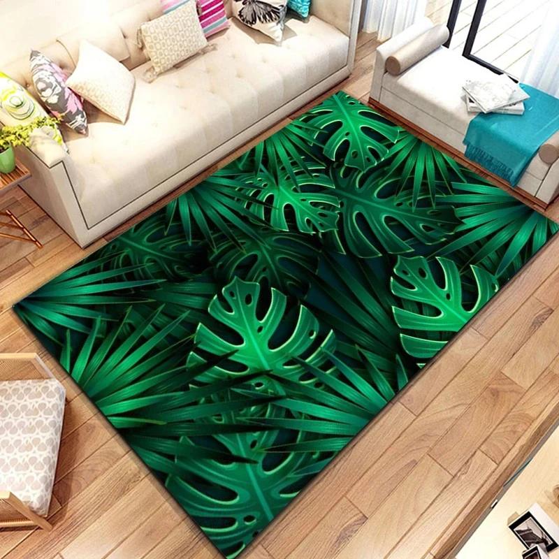Green Tropical Leaf Carpet for Living Room Home Decor Sofa Table Large Area Rugs Lounge Anti-slip Floor Mat Children's Room Mat