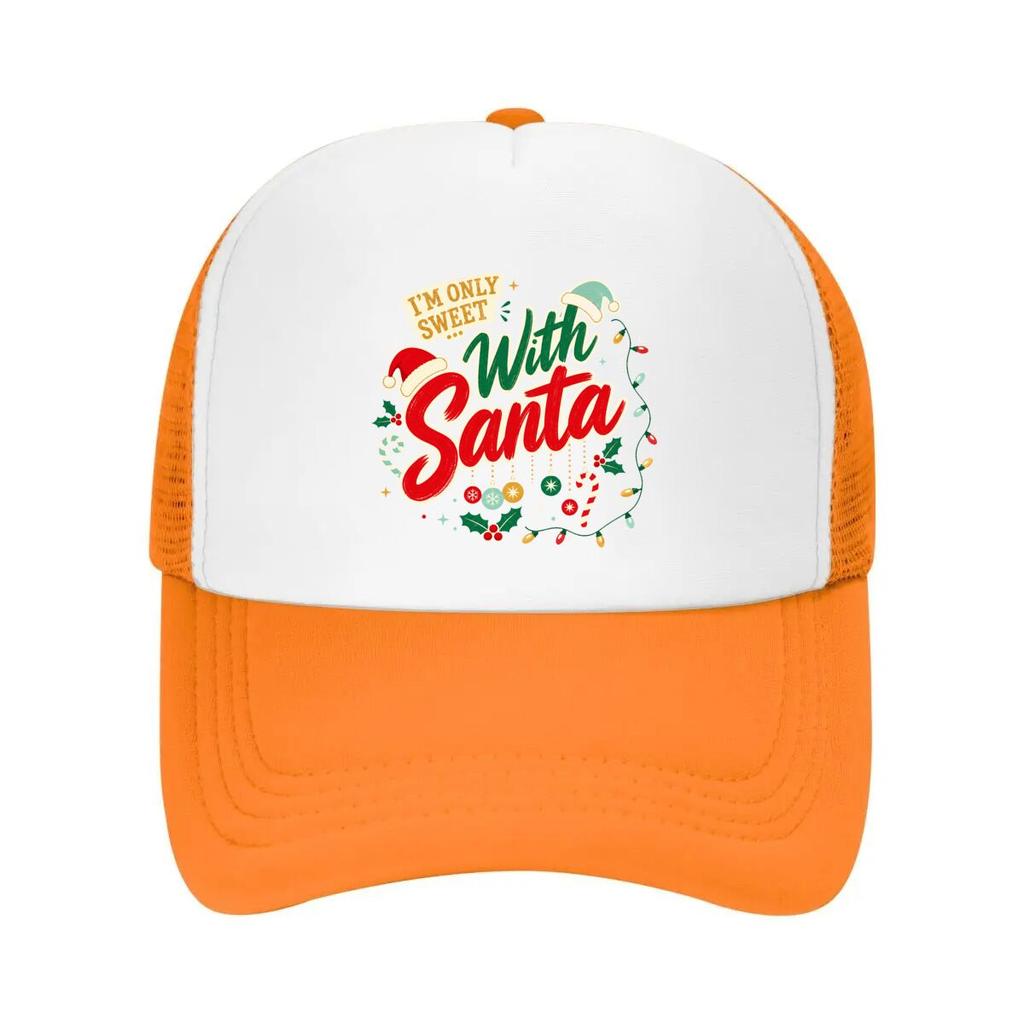 Sassy Christmas Santa Quote Typograp Mesh Baseball Cap Casual Hat Outdoor  For Womens Unisex FeUnisex