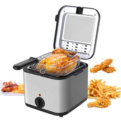 2.5L Elektrikli Fritöz Ev Küçük 1000W Yüksek Güç Çok Fonksiyonlu Paslanmaz Çelik Fritöz Kebap