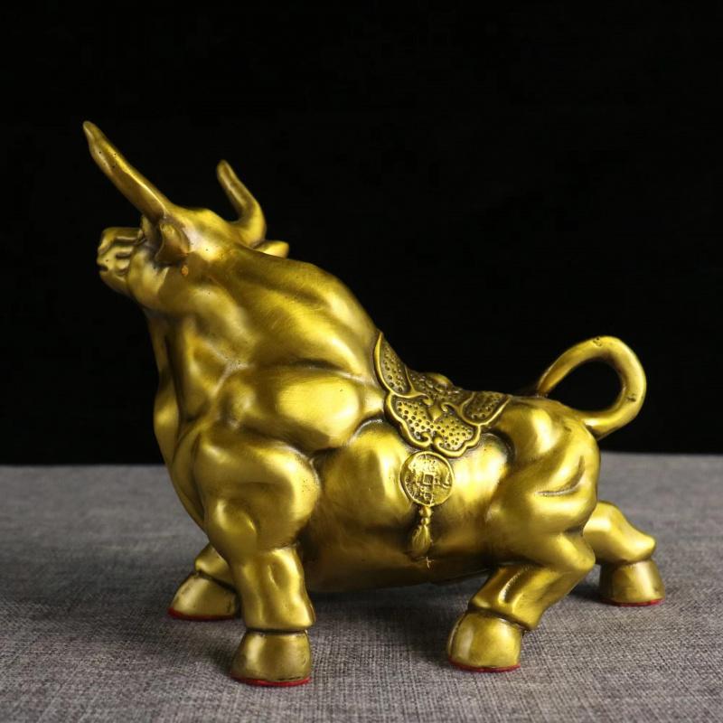 Brass Ornament Living Room Decoration Bullish Office Business Opening Gift Good Luck Bull Head Up