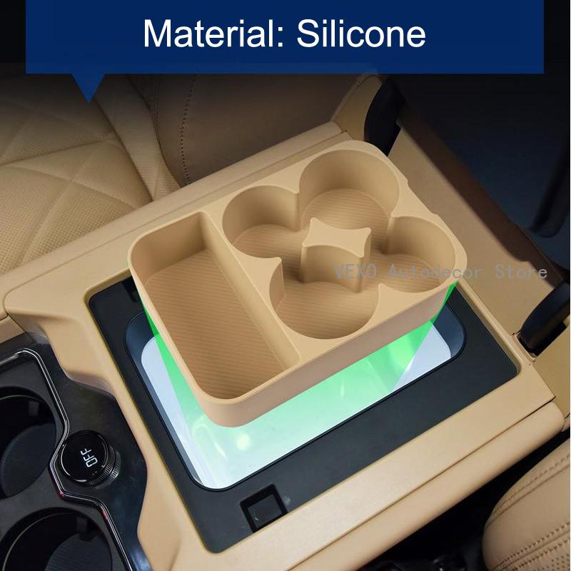 For BYD Leopard 8 Car Center Console Fridge Silicone Pad Mat Refrigerator Grid Anti-slip Water Holder Organizer Car Accessories