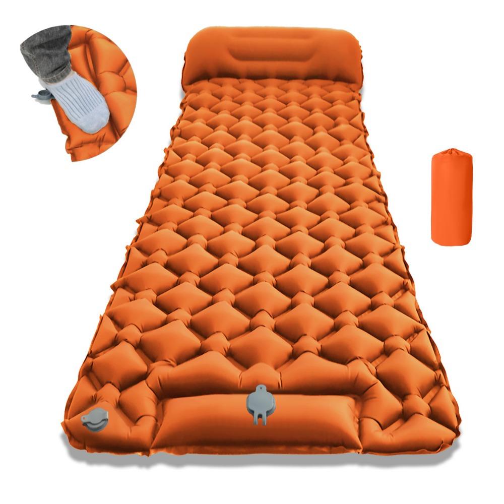 Outdoor Camping Sleeping Pad Folding Sleep Mat Beach Inflat Mattress with Pillows Ultralight Air Mat Travel Hiking New