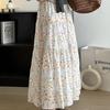 Women's Korean Romantic Floral Midi Skirt - Loose Fit Slimming Casual Versatile Skirt for Spring/Summer