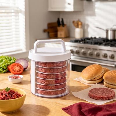 Grill Zewnętrzny Wytwornica Burgerów Wytwornica Kotletów, Wielowarstwowy Zestaw Prasy do Hamburgerów, Nieprzywierający Plastik dla Domowego Szefa Kuchni Forma Grill BBQ I Kuchnia Przygotowanie Mięsa Spójne