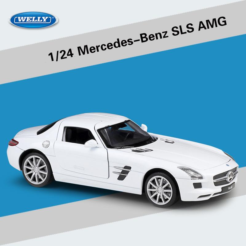 1/24 WELLY Mercedes Benz SLS AMG Sports Car Alloy Model Toy Diecast Model Simulation Car Decoration Boy Collection Gift