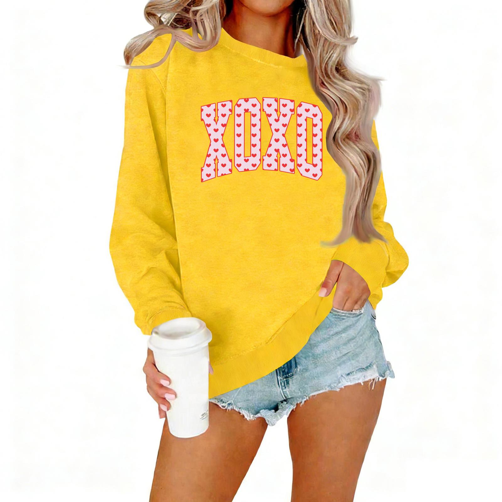 Женская повседневная толстовка с принтом и круглым вырезом XL жёлтый