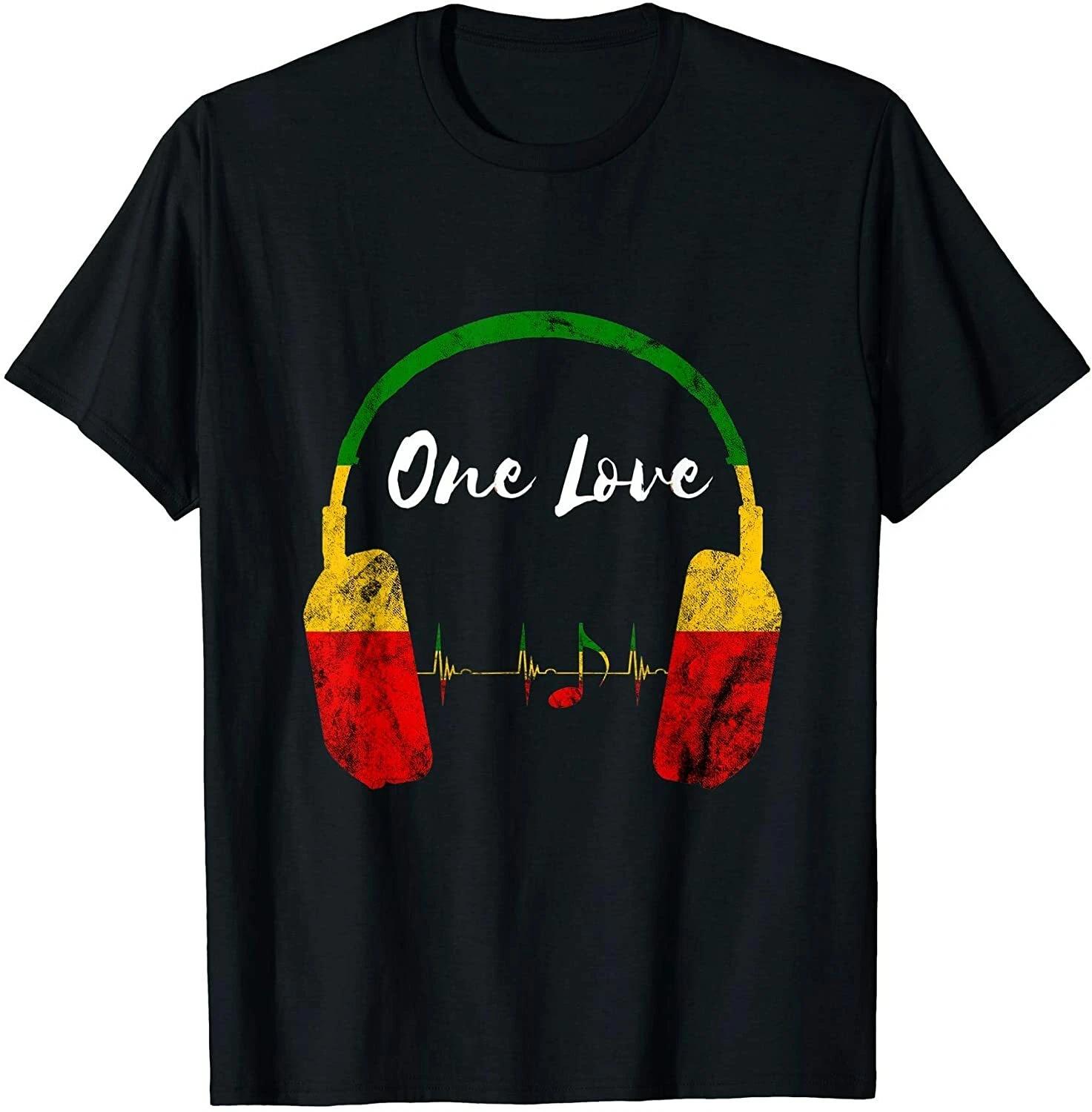 Rasta Reggae Music Headphones Jamaican Pride One Love T shirt M
