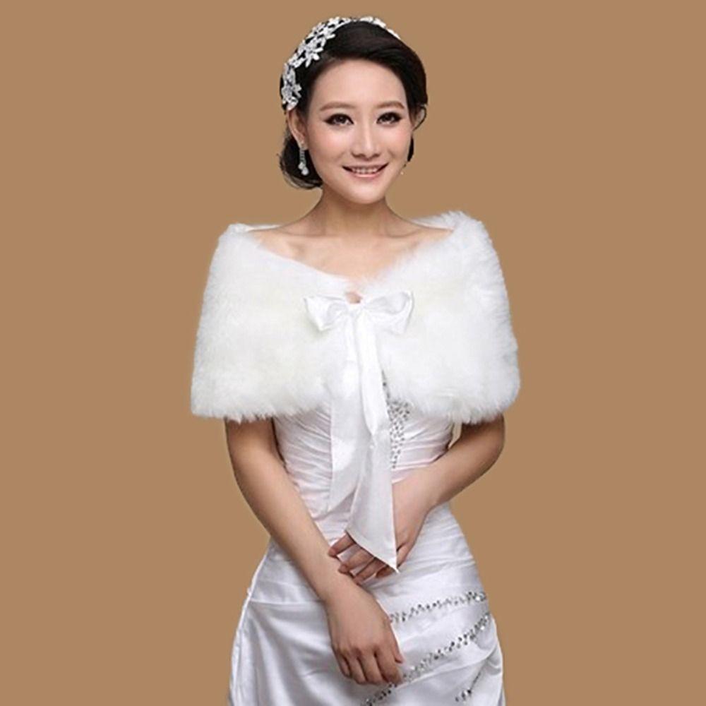 Soft Cloak Rabbit Fur Bow Scarves Faux Fur Bride Shoulder Fake Collar Plush Bowknot Shawl  Daily