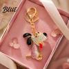 Lightweight Key Chain Rhinestone Dog Keychain Backpack Purse Bag Charm with Lobster Zinc Alloy Holder Clasp Golden Plated Puppy Keyring Decorative