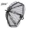 Royal Style Lace Umbrella Vintage Gothic Umbrella, Black Bridal Parasol for Halloween Elegant Hollow Embroidery Witch Cosplay, Wedding Decoration,