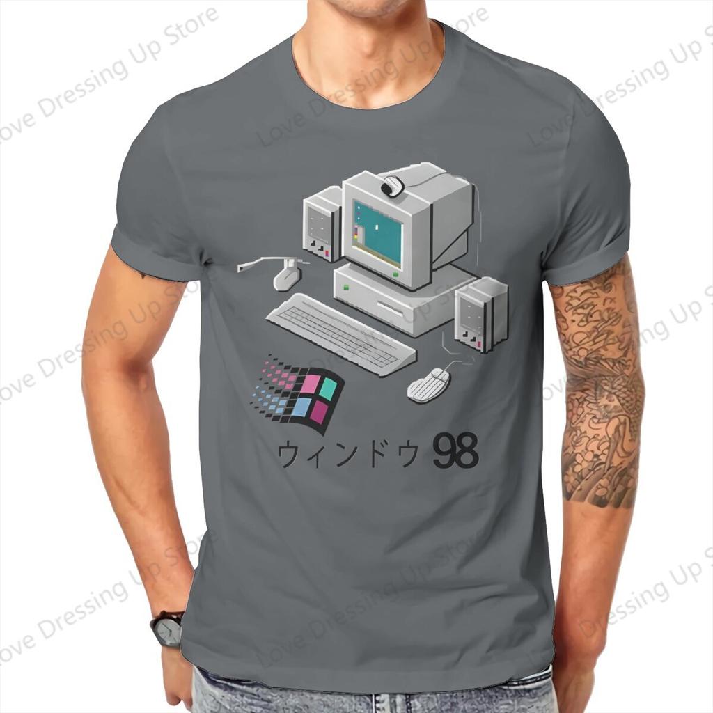 Windows 95 Computer System Accessories Vaporwave Retro T Shirt Graphic Unisex Tees Summer Clothing Cotton Crewneck Tshirt