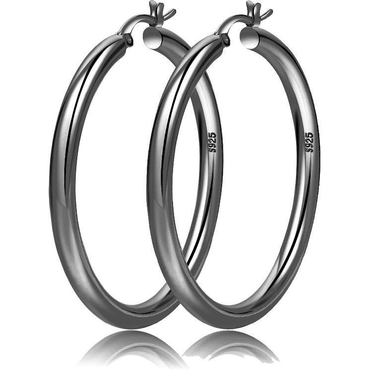 4mm Thick Gold Chunky Earrings Steling Silver Post Hoops Earrings For Women Hollow Tube Hoops Earrings Thick Gold Hoop Earrings Hypoallergenic
