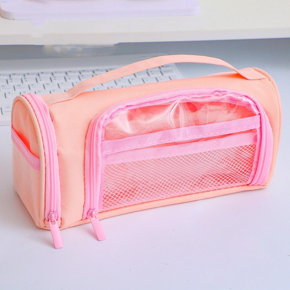 

Грязеотталкивающая большая вместительная сумка для карандашей Холщовый пенал на молнии Студенческое обучение розовый