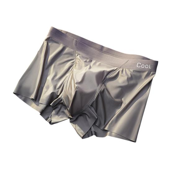 Men Boxer Underwear Elastic Mid-Waist Design Patchwork Color U-Convex Shorts Briefs Smooth Texture Panties