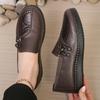 Women's leather flat shoes, spring and autumn women's loafers single classic mom shoes