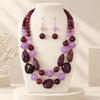 Beaded Necklace with Coordinated Drop Earrings, Double-Strand Layering, and Irregular Acrylic Beads Jewelry Set