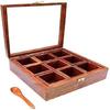 Spice Box With 1 Spoon Spice BoxFor Kitchen Decorative Handmade Masala Dabba Organizer 9 Containers, Brown