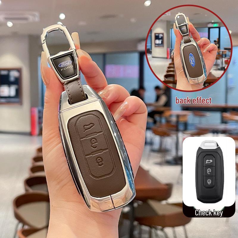 Metal Leather Key Case for 2022 Jiangling Ford Lingrui, Territory, and Transit.