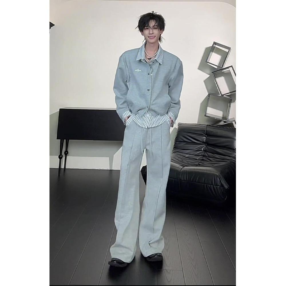 Men s Retro Faux Two-Piece Hoodie: Trendy, Loose Fit Casual Lapel Long Sleeve Top for Couples Large