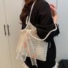 Summer Hollow Woven Shoulder Bags Women's New Casual Beach Bag Versatile Lace Design Commuting Shoulder Tote Bag AVE
